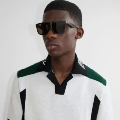 Embossed Check Square Sunglasses