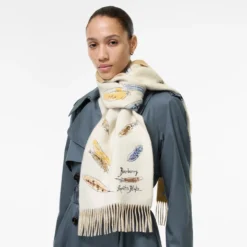 Feather Print Cashmere Scarf