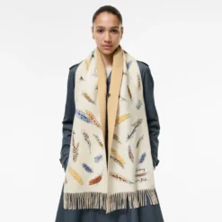 Feather Print Cashmere Scarf