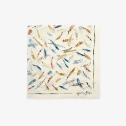 Feather Print Silk Scarf