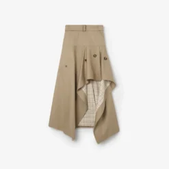 Gabardine Asymmetric Trench Skirt