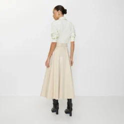 Gabardine Trench Midi Skirt