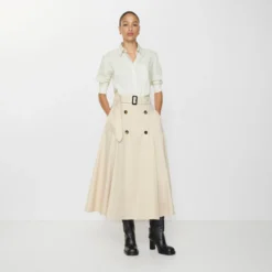 Gabardine Trench Midi Skirt