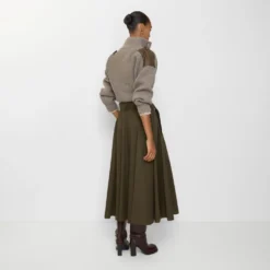 Gabardine Trench Midi Skirt