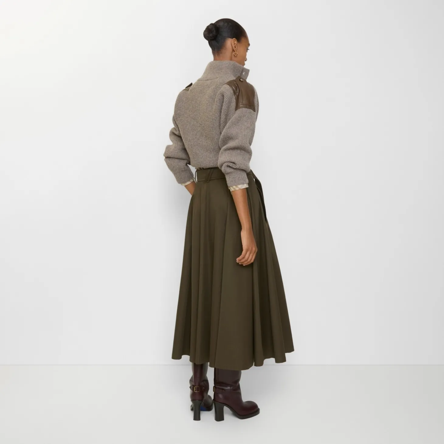 Gabardine Trench Midi Skirt