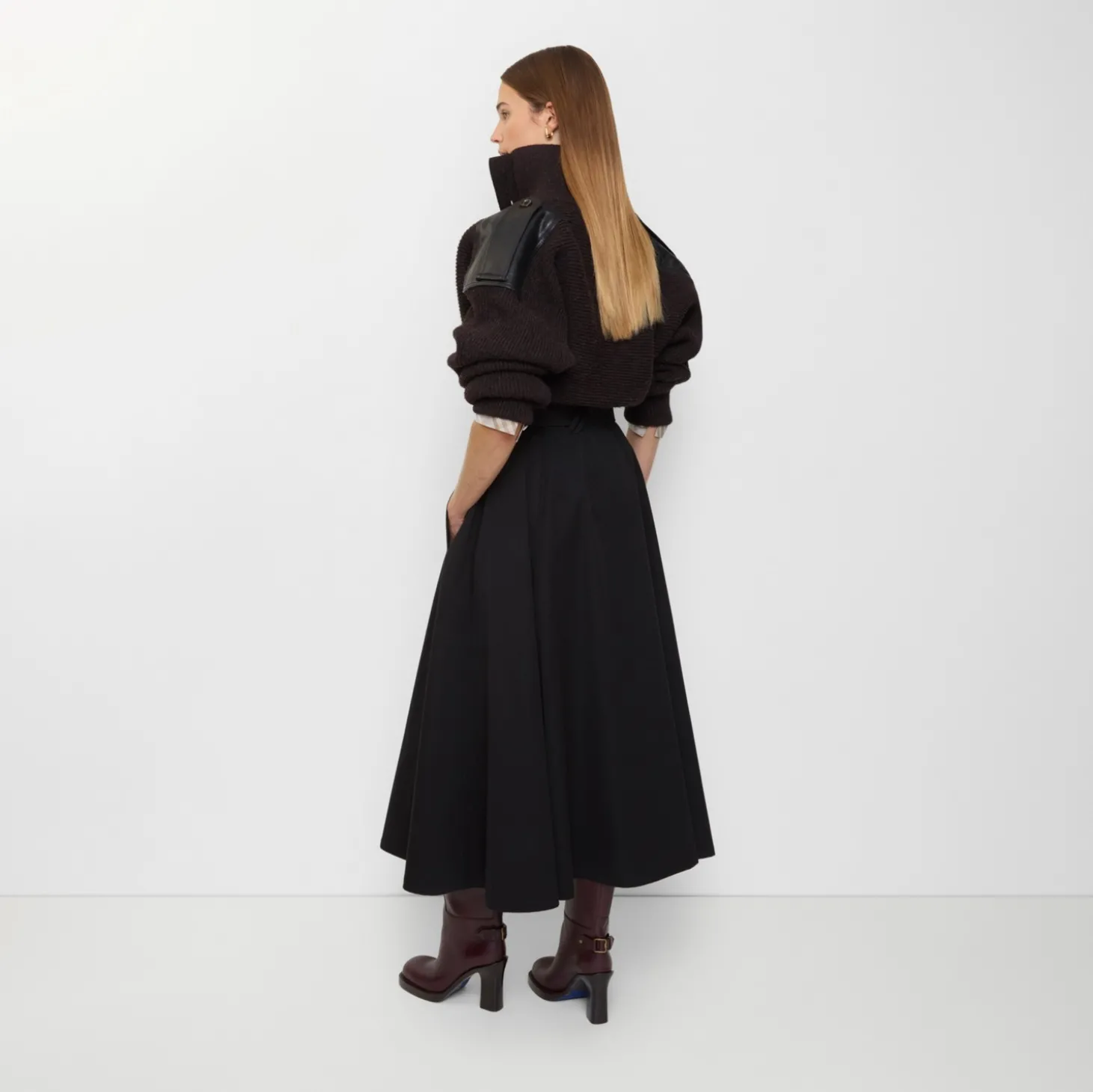 Gabardine Trench Midi Skirt