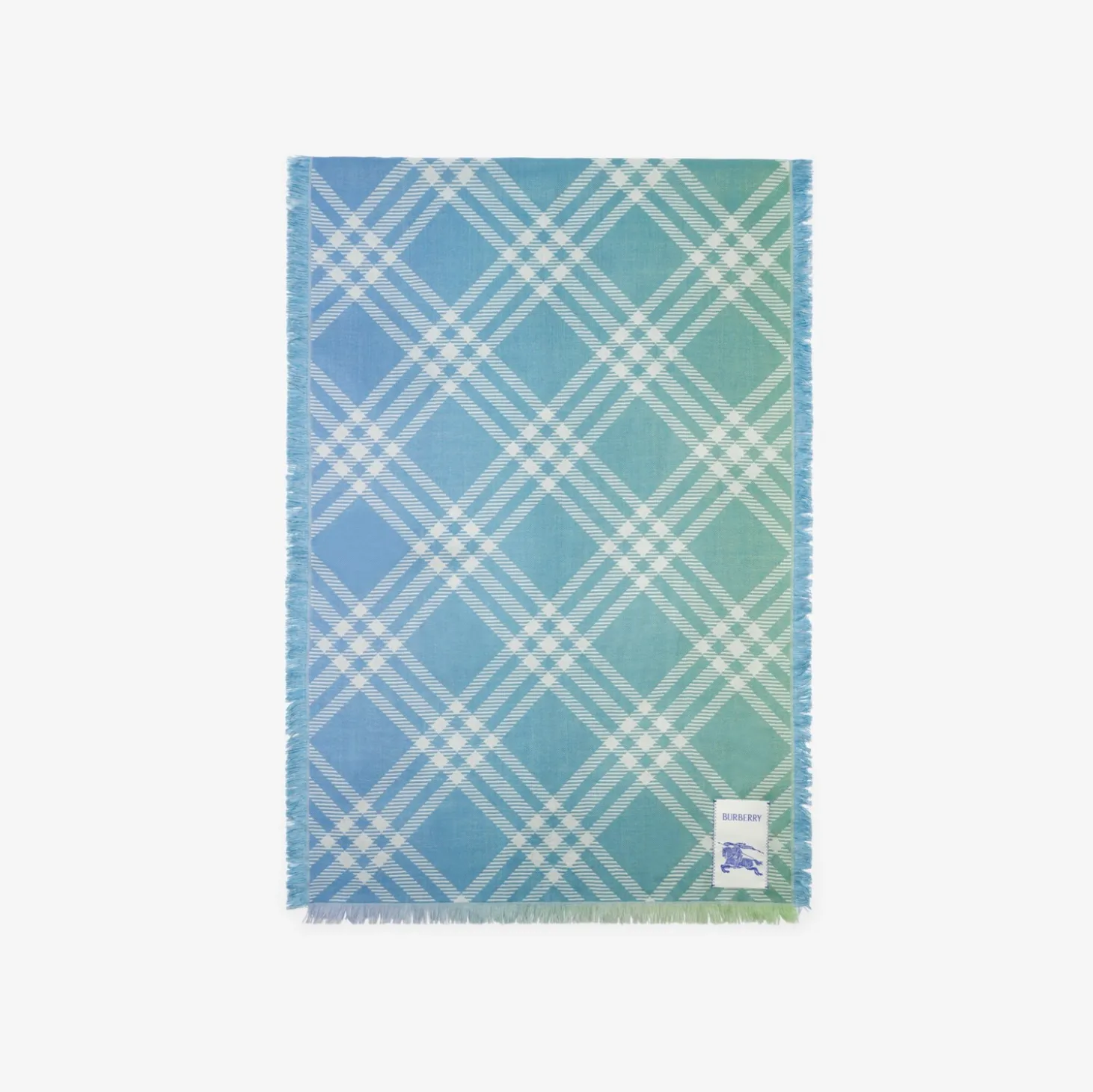 Gradient Check Wool Silk Scarf