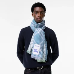 Gradient Check Wool Silk Scarf