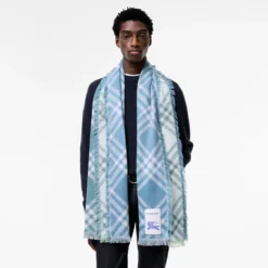 Gradient Check Wool Silk Scarf