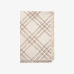 Gradient Check Wool Silk Scarf