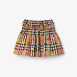Heart Check Cotton Skirt