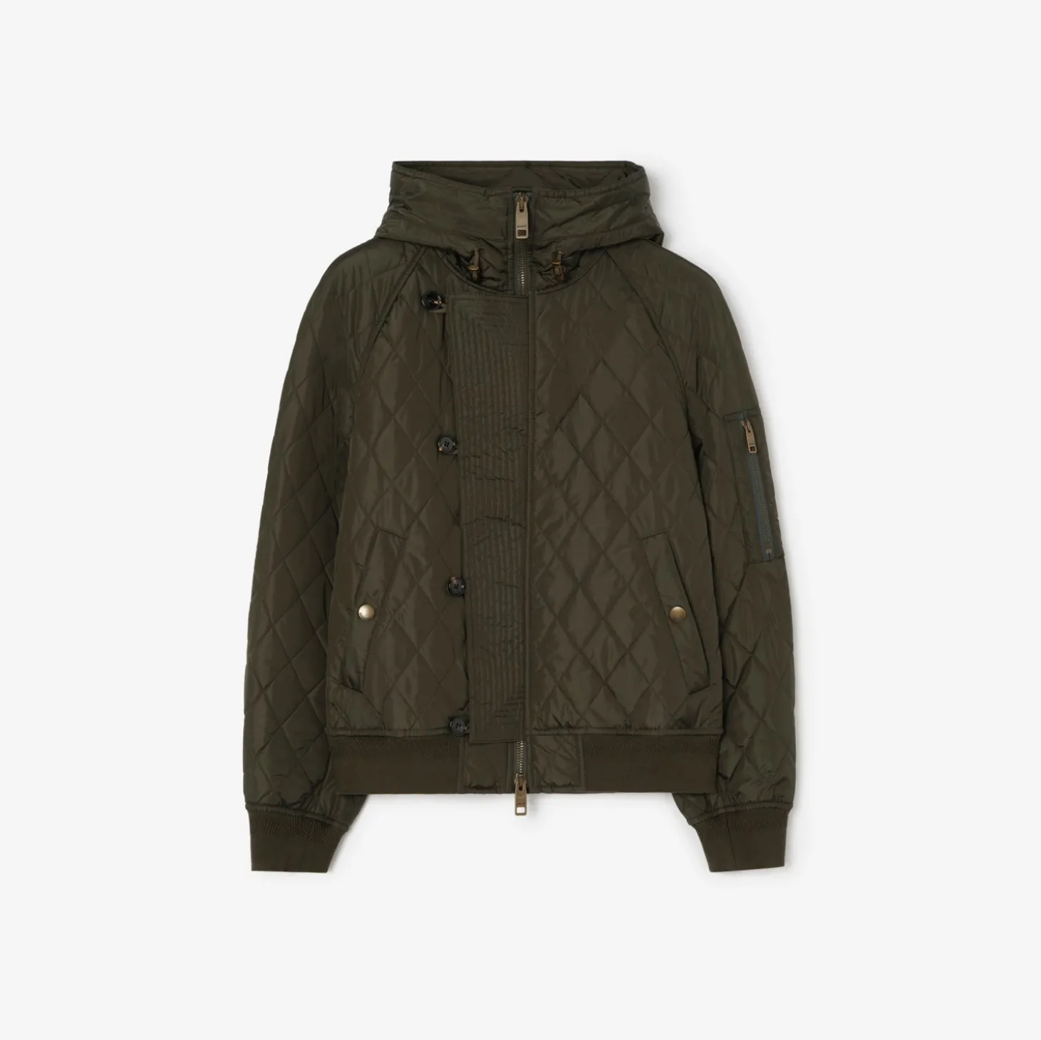 Hooded Quilted Nylon Bomber Jacket