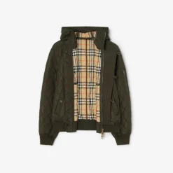 Hooded Quilted Nylon Bomber Jacket