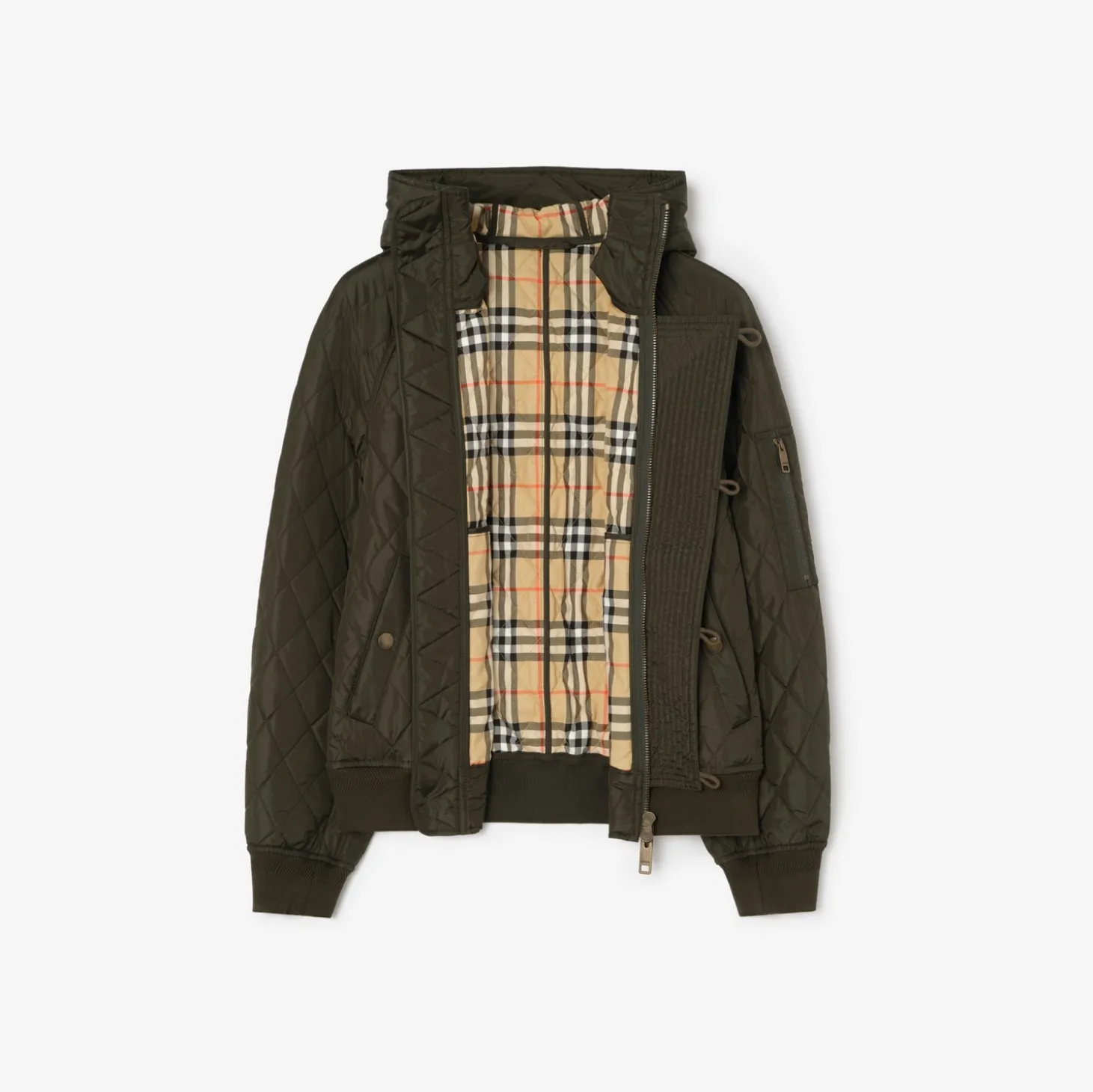 Hooded Quilted Nylon Bomber Jacket