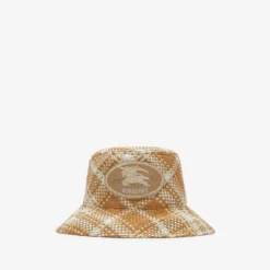 Knight Stamp Raffia-effect Bucket Hat