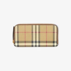 Large Check Zip Card Case