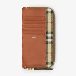 Large Check Zip Card Case