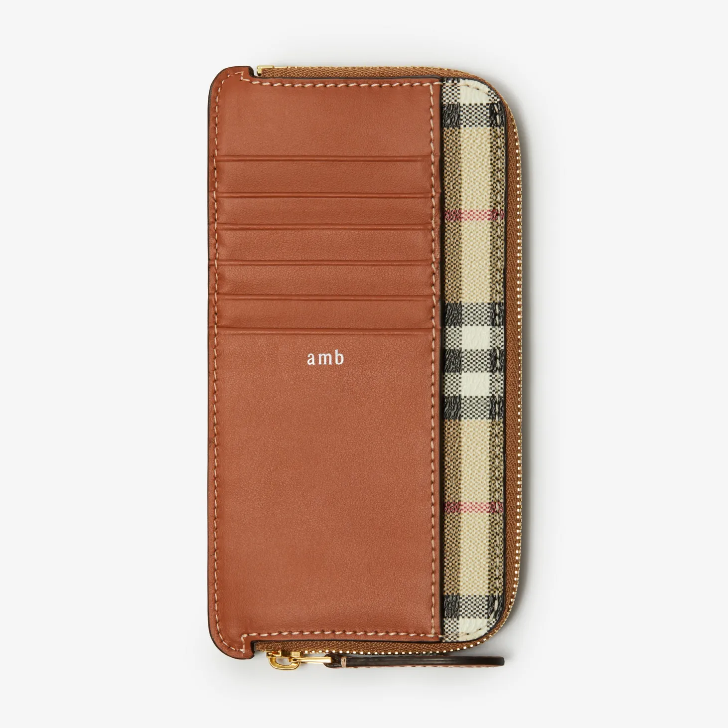 Large Check Zip Card Case