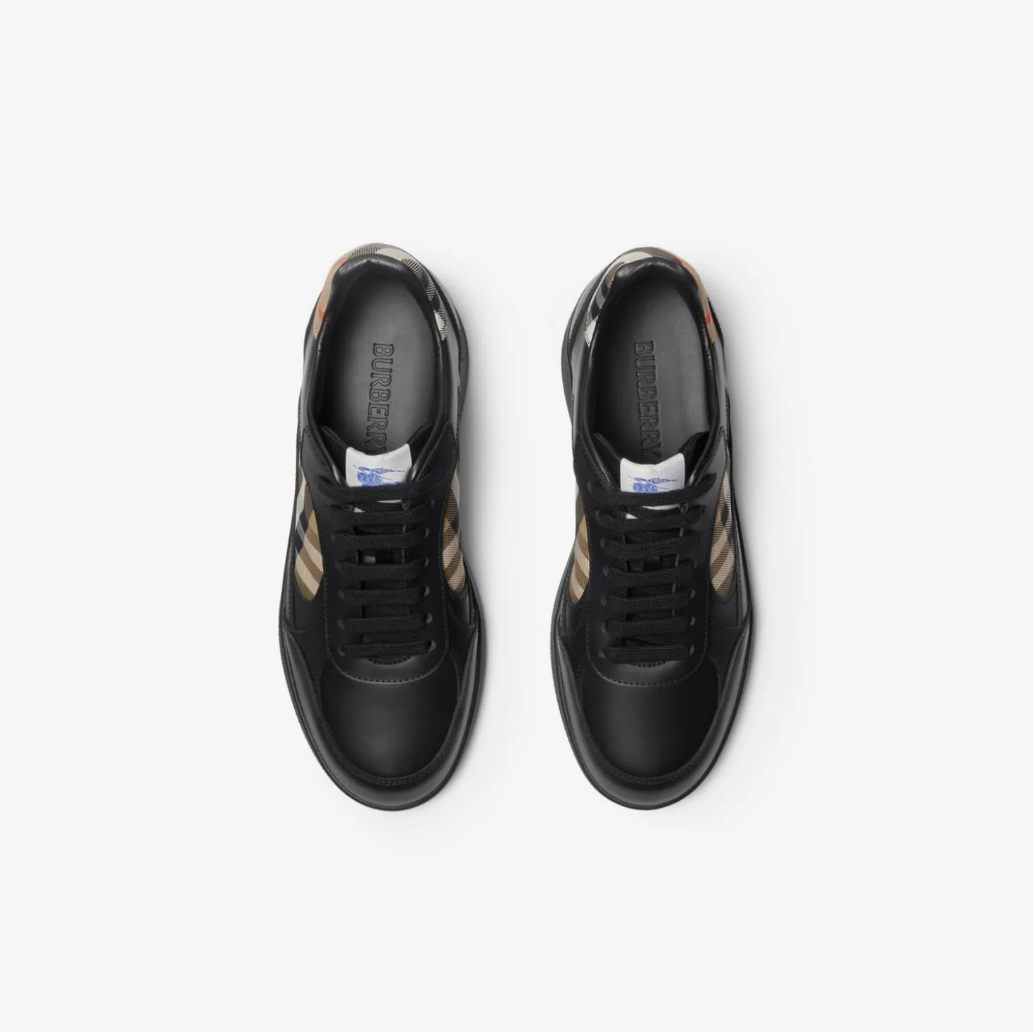 Leather and Check Terrace Sneakers