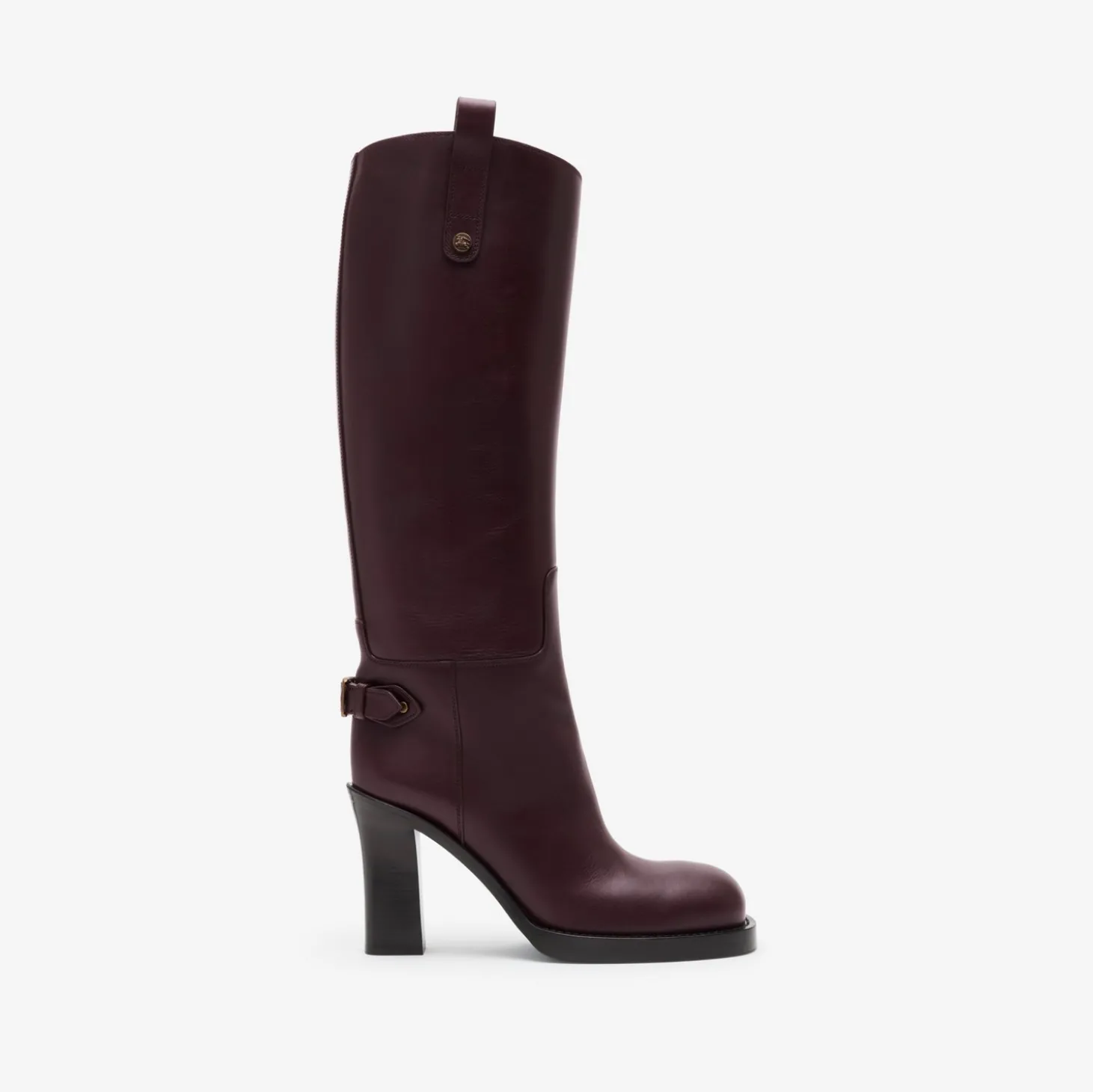 Leather Cavalier Heel Boots