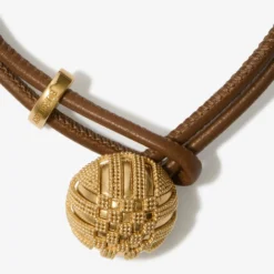 Leather Check Granulation Bracelet​