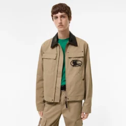 Leather Collar Cotton Workwear Jacket