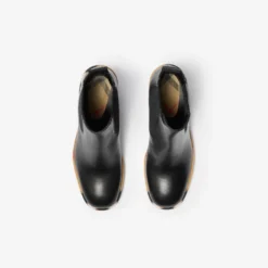 Leather Gravel Heel Chelsea Boots