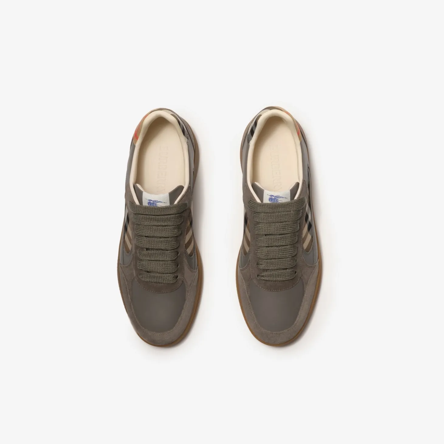 Leather, Suede and Check Terrace Sneakers