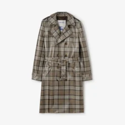 Long Check Coated Raffia-effect Foxfield Trench Coat