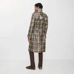 Long Check Coated Raffia-effect Foxfield Trench Coat