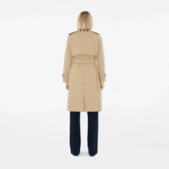 Long Check Collar Gabardine Trench Coat