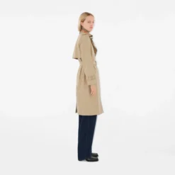 Long Check Collar Gabardine Trench Coat