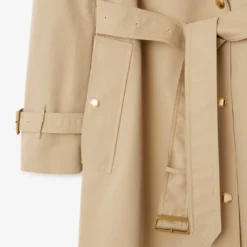 Long Check Collar Gabardine Trench Coat