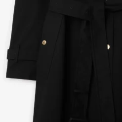 Long Check Collar Gabardine Trench Coat
