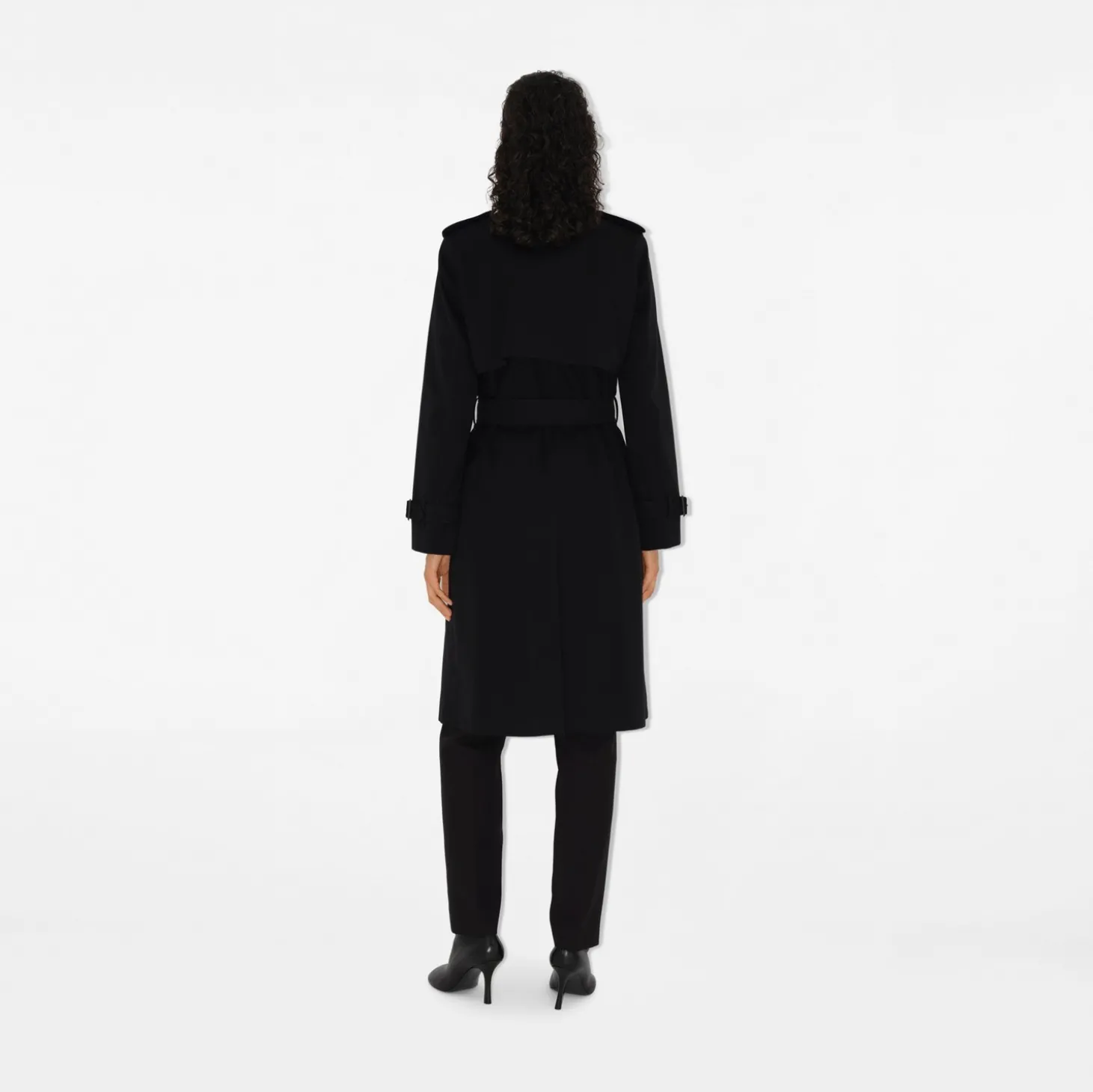 Long Check Collar Gabardine Trench Coat