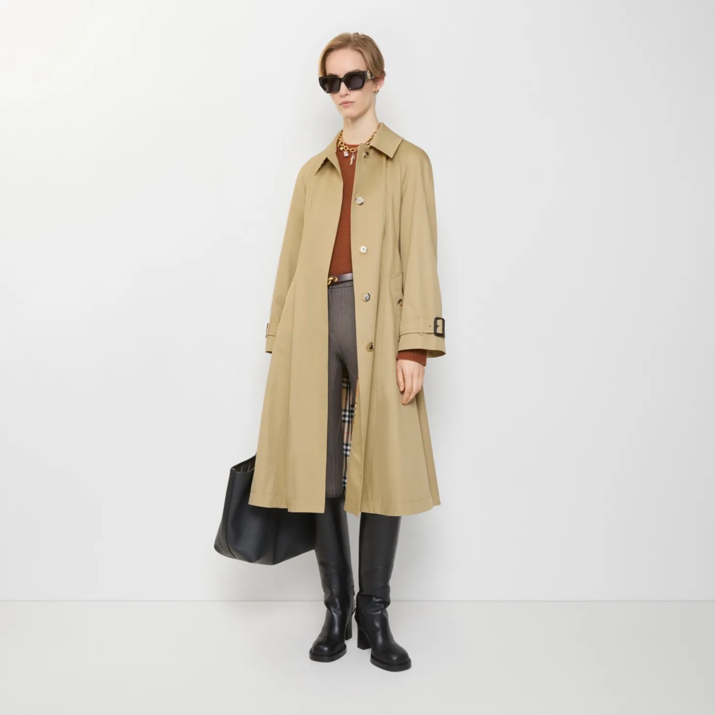 Long Gabardine Ellingham Fit-and-flare Car Coat