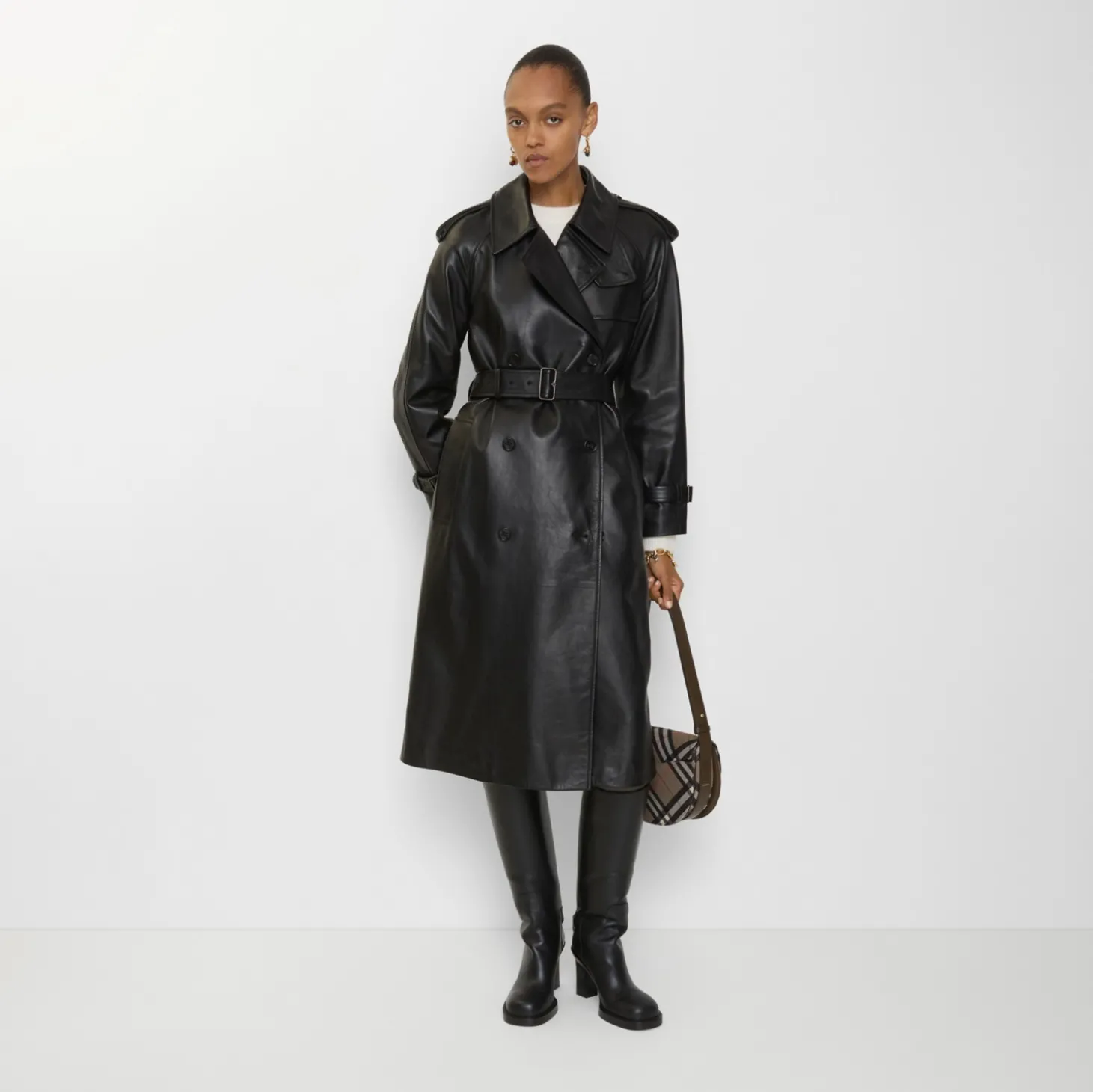 Long Leather Castleford Trench Coat