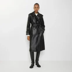 Long Leather Castleford Trench Coat