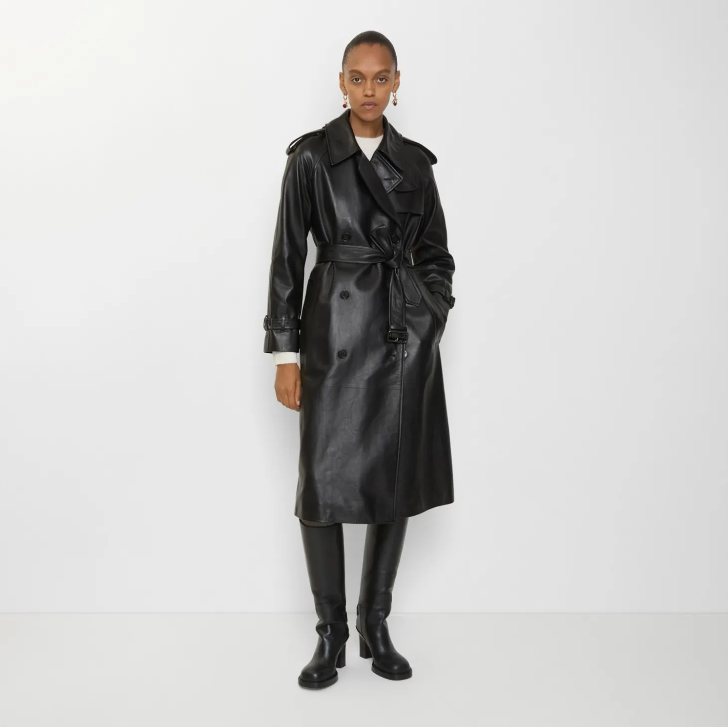 Long Leather Castleford Trench Coat