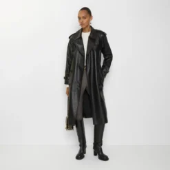 Long Leather Castleford Trench Coat
