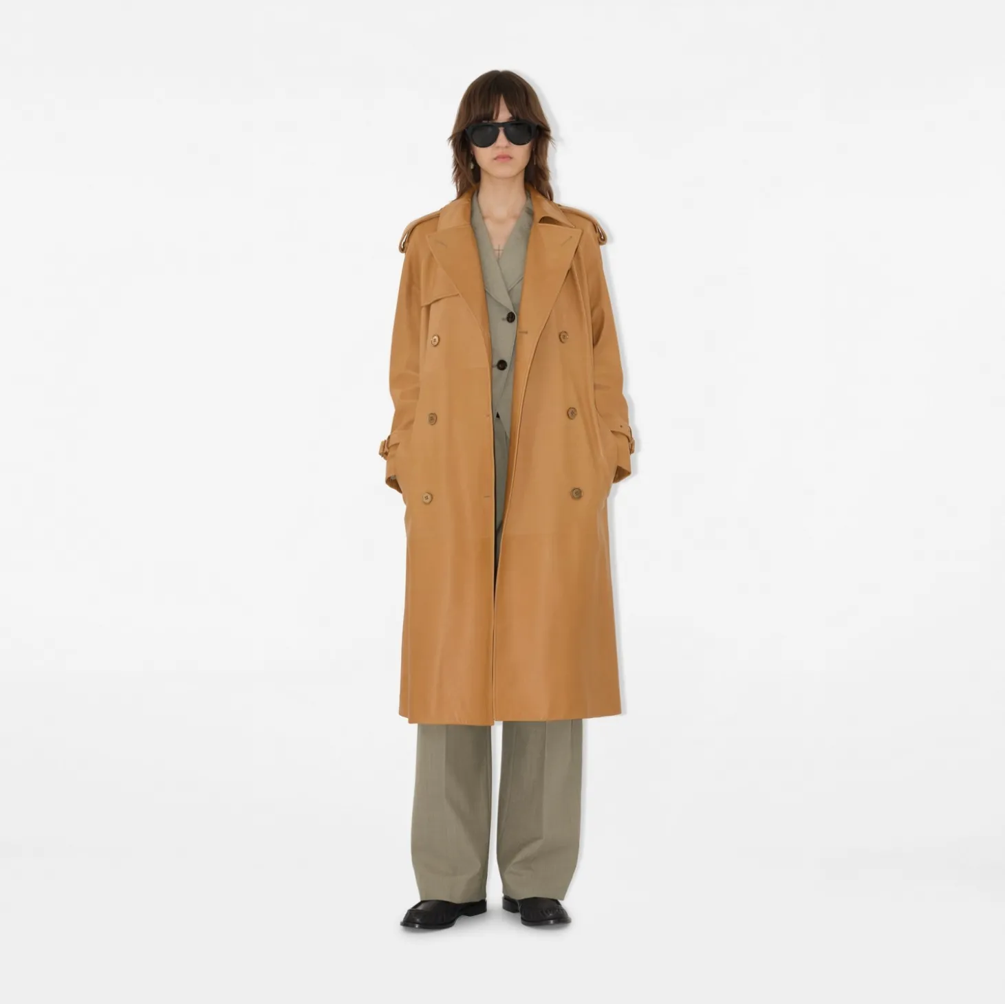 Long Leather Castleford Trench Coat