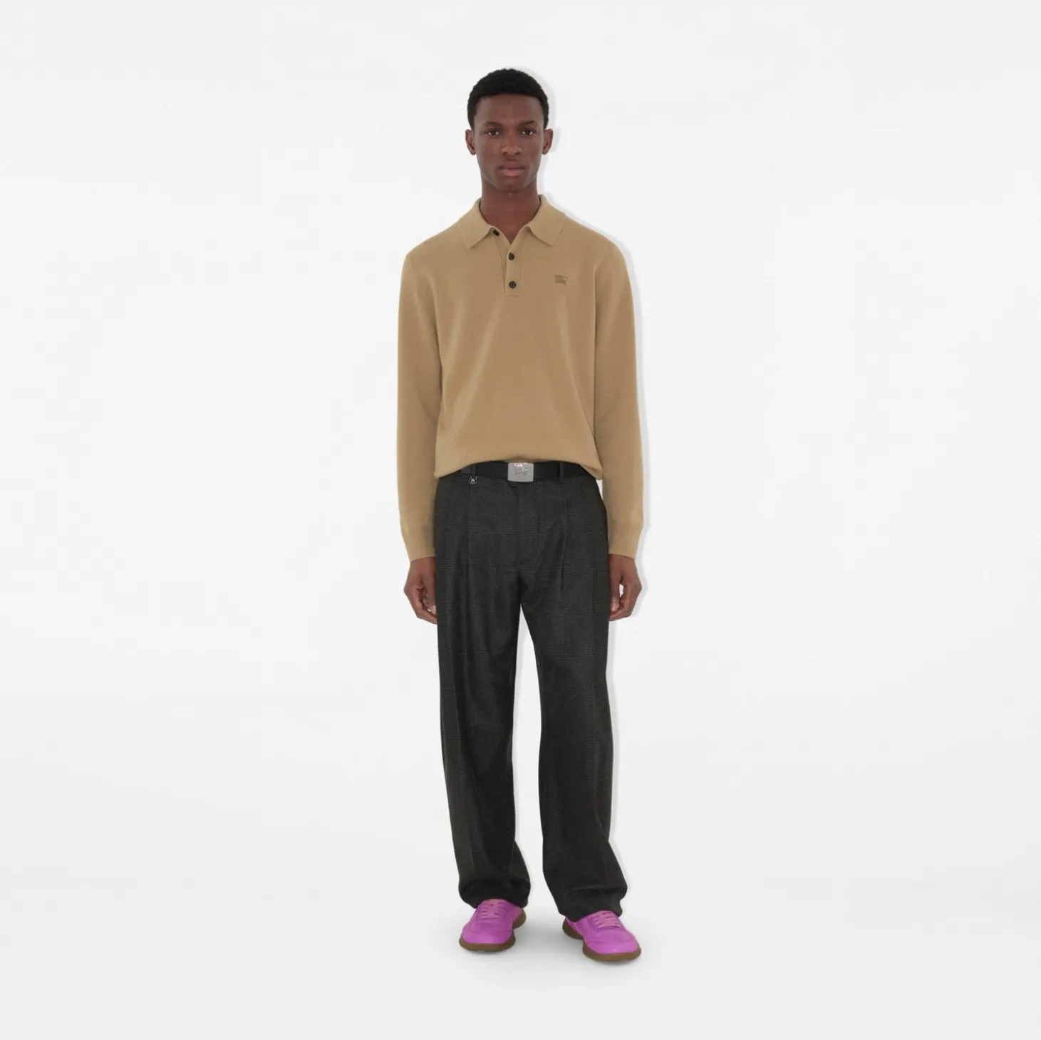 Long-sleeve Cashmere Blend Polo Shirt