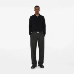 Long-sleeve Cashmere Blend Polo Shirt