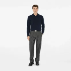 Long-sleeve Cashmere Blend Polo Shirt