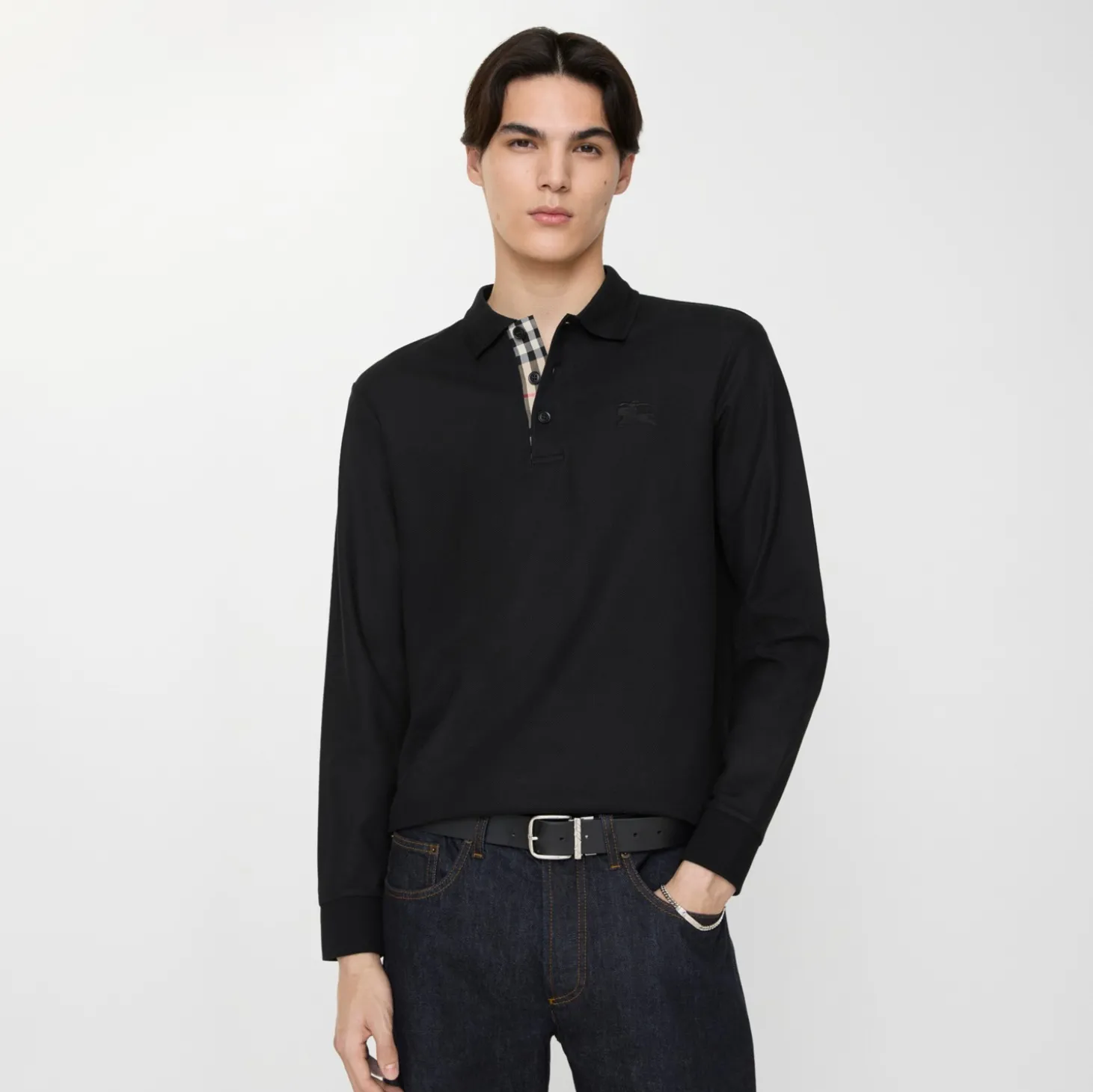 Long-sleeve Cotton Polo Shirt