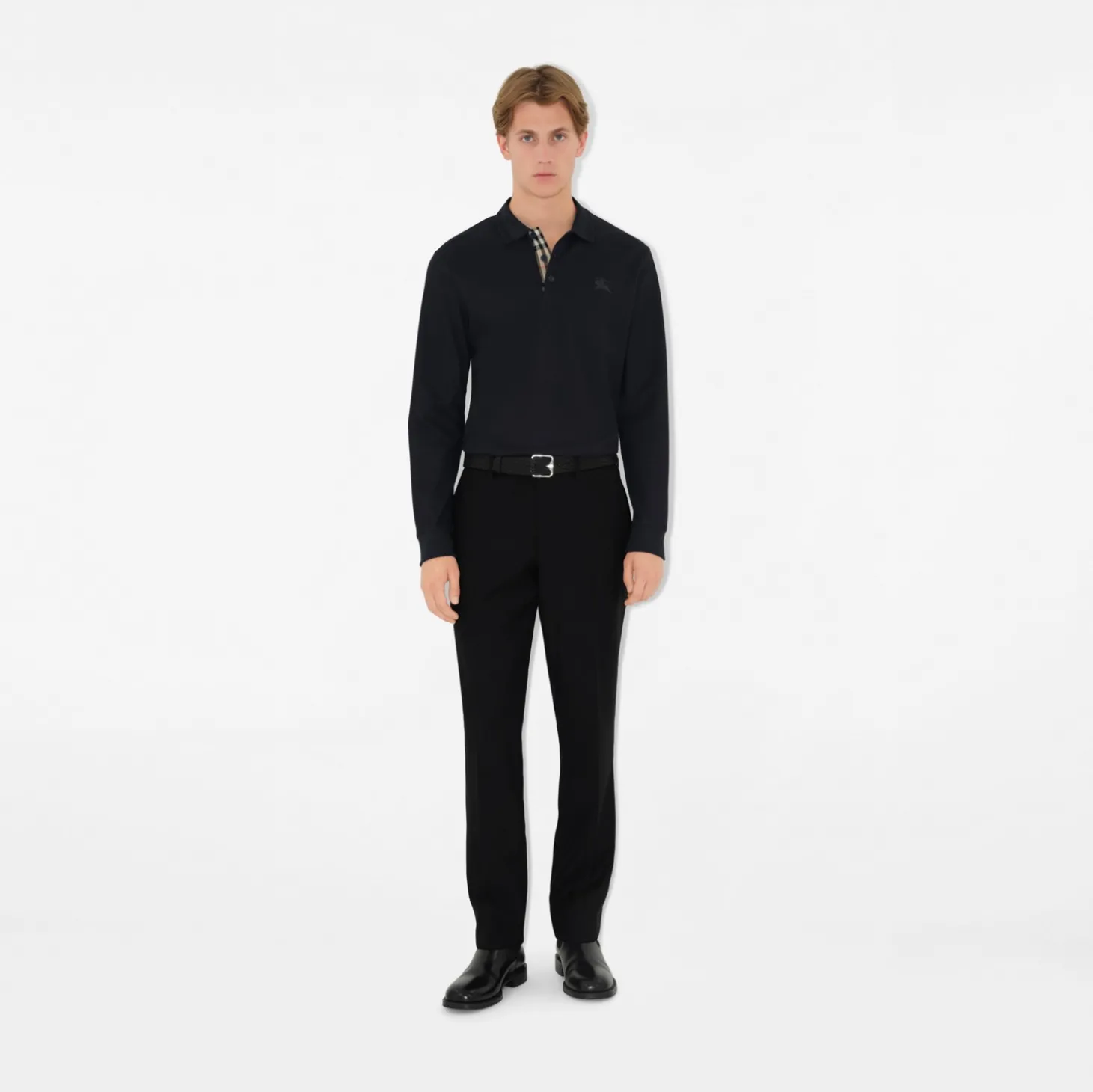 Long-sleeve Cotton Polo Shirt