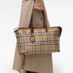 Medium Check Zip Tote
