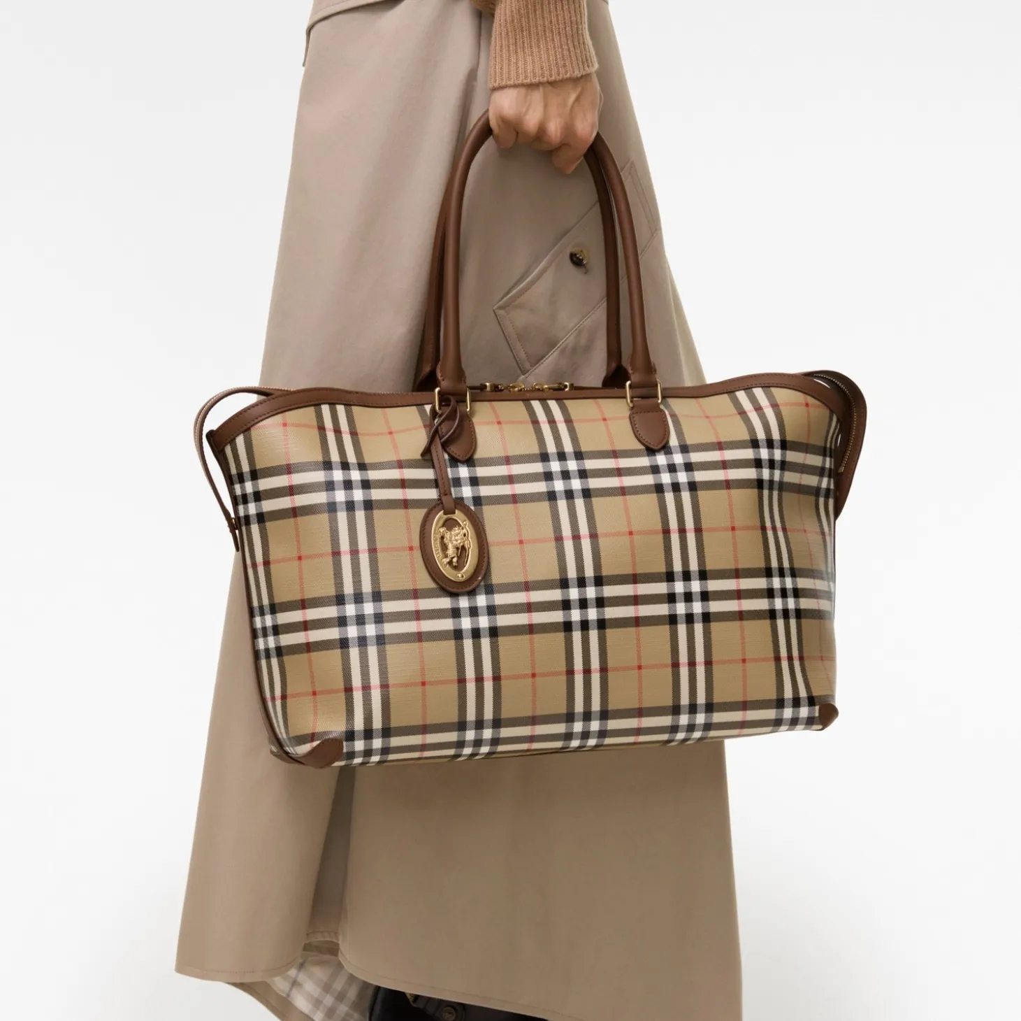 Medium Check Zip Tote