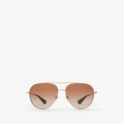 Metal Check Aviator Sunglasses