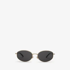 Metal Check Oval Sunglasses